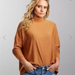 BKE Mock Neck Almond Drop Shoulder Pullover Sweater